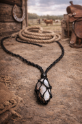 Raw White Quartz Macramé Net Necklace