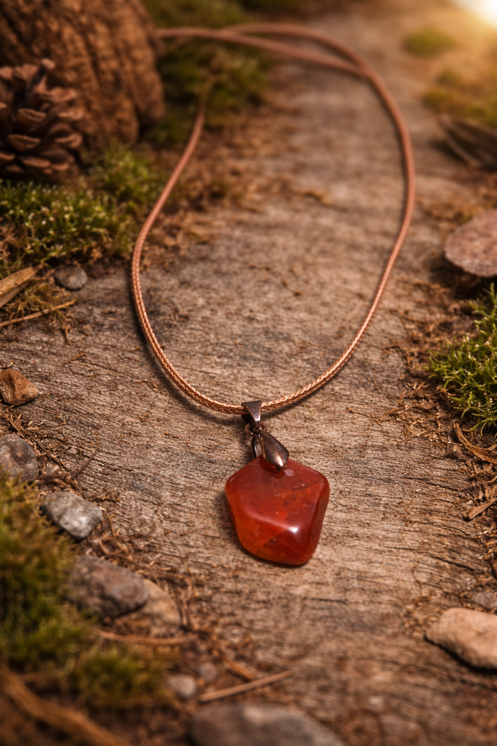 Tumbled Red Jasper Stone Pendant Necklace